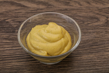 Dijon mustard sauce in the bowl