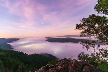Phu-E-Lerd, Landscape sea of mist on the mountain border of Thailand and Laos, Loei province  Thailand.