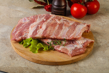 Raw pork ribs for cooking