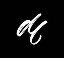 White Vector Letters Logo Brush Handlettering Calligraphy Style In Black Background Initial dl - obrazy, fototapety, plakaty