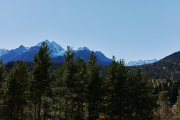 Fototapeta premium mountain forest blue sky sunny day nature landscape Adventures