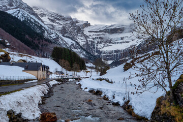 le cirque de gavarnie in winter, Pyrenees - France