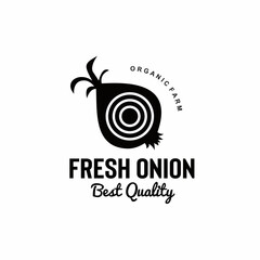 ILLUSTRATION VECTOR GRAPHIC OF black silhouette slice fresh onion garlic best quality GOOD FOR vintage onion vegetable logo for organic farm, field, garden, shop, groceries, market, retail