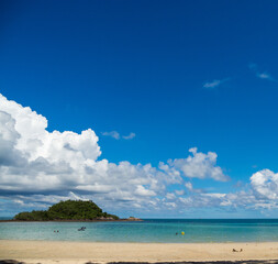 Beautiful Landscape viewpoint for design postcard and calendar  tropical rock beach front view sea...