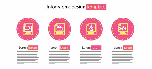 Set line EPS file document, XSL, MOV and JPG icon. Vector