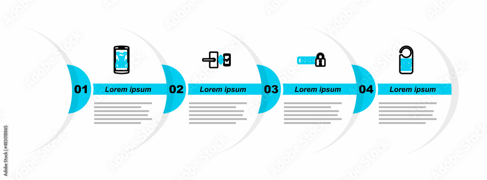 Poster set line please do not disturb, password protection, digital door lock with wireless and mobile and 