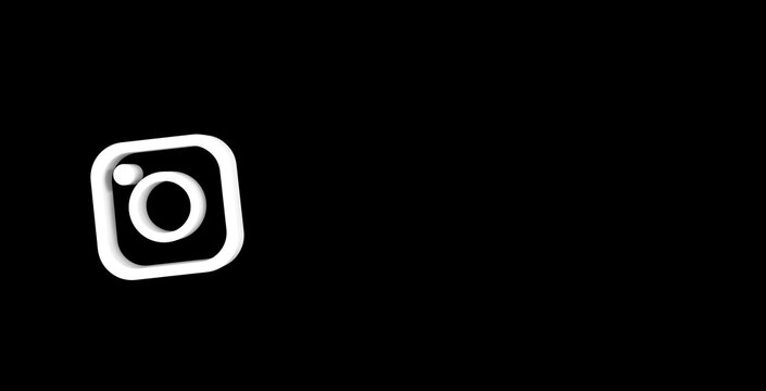 Instagram Logo In 3d On Black Background