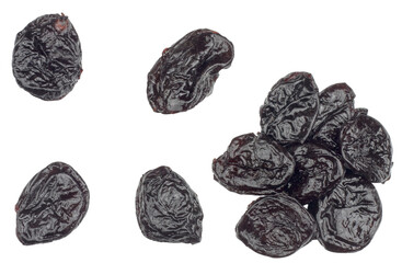 Prune insulated on white background, top view