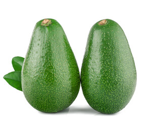 Two avocado isolated on a white background
