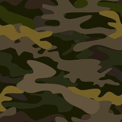 Military Army Black Brown Cream and Green Color Camouflage Seamless Pattern