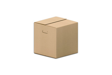 Brown cardboard box mockup template isolated on white background. delivery box packaging. 3d rendering.