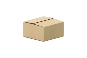 Kraft Brown cardboard box packaging mockup template isolated on white background. delivery box packaging. 3d rendering.