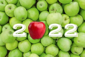 Number 2022 healthy food. resolutions, trends, balanced food, sustainable, healthy food concept.