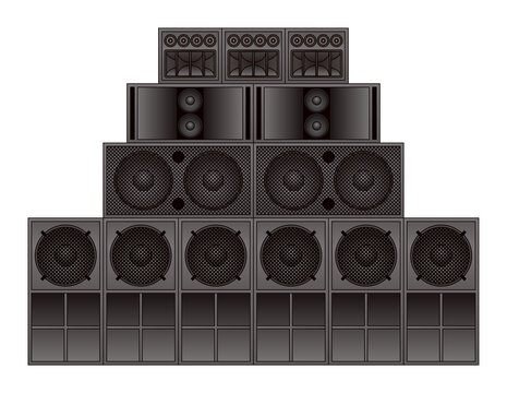 スピーカーが並んだレゲエサウンドシステム