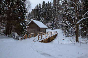 The bridge at the old mill. Vasilevo Museum. Tver region. Russia