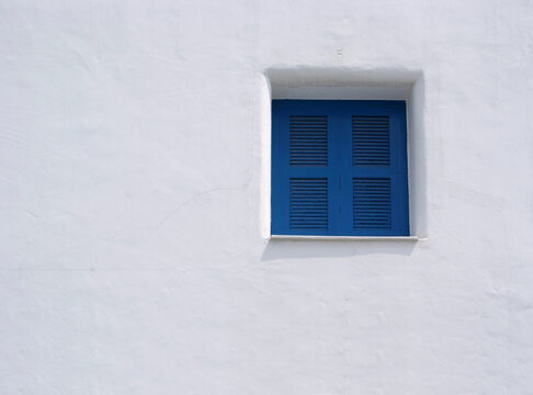  Blue Window On The White Wall