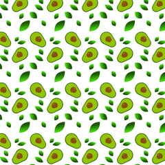 seamless pattern with avocado on white background 