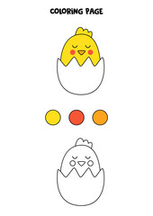 Color cute Easter chicken. Worksheet for kids.