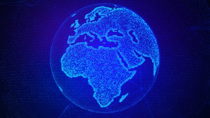 Earth Globe. Background with Light Effect. Global International Connectivity Background. 3D illustration.