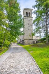 Fototapeta premium Belltower of St Peters Church on Ragogna Castle