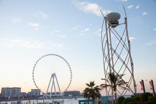 Jumeirah Beach, View Of Ain Dubai Ferris Wheel And Sky Dinner.