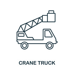 Crane Truck icon. Line element from machinery collection. Linear Crane Truck icon sign for web design, infographics and more.
