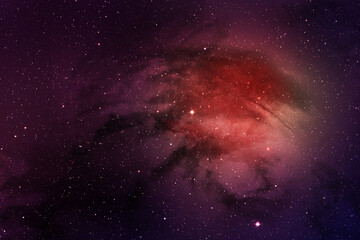 Space background with realistic nebula and shining stars. Colorful cosmos with stardust and milky way. Magic color galaxy. Infinite universe and starry night.