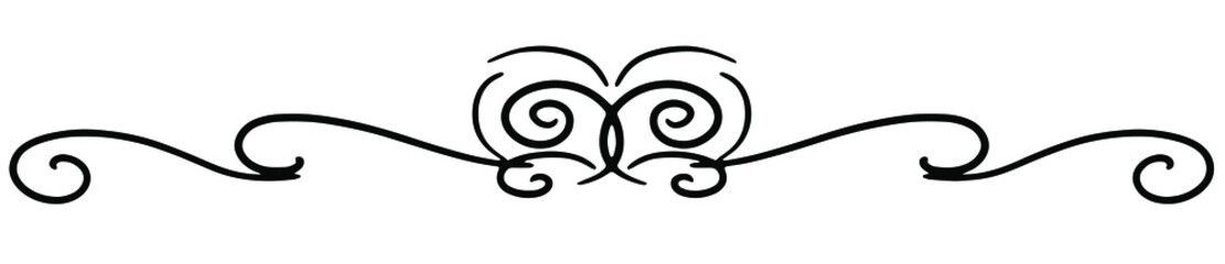 Calligraphy ornament line. Calligraphic text divider, border, separator decor design. Antique vintage victorian elegant decoration element. Filigree frame ornament line. Hand drawn vector illustration