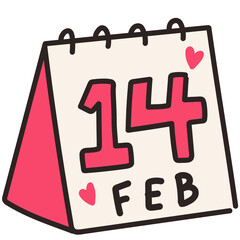 Valentine's day calendar vector illustration in line filled design