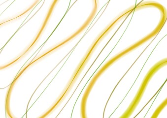 Abstract art background white color with wavy golden and green lines. Backdrop with curve fluid yellow ribbon.
