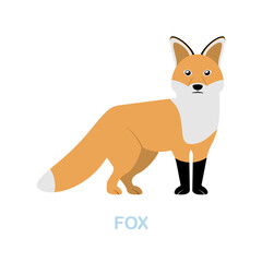 Obraz premium Fox flat icon. Colored element sign from wild animals collection. Flat Fox icon sign for web design, infographics and more.