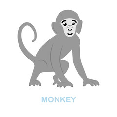 Fototapeta premium Monkey flat icon. Colored element sign from wild animals collection. Flat Monkey icon sign for web design, infographics and more.