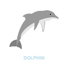 Dolphin flat icon. Colored element sign from wild animals collection. Flat Dolphin icon sign for web design, infographics and more.