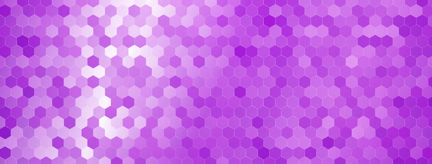Abstract mosaic background of shiny hexagonal tiles in purple colors