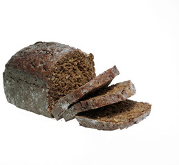 Healthy Dark Brown Sliced Bread on White Background