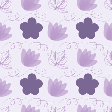 Purple flowers pattern on a light background.