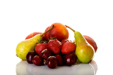 Fresh Fruits Mix on White Background