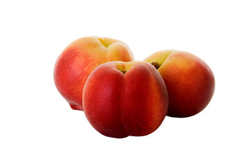 Fototapeta na wymiar Fresh Peaches on White Background