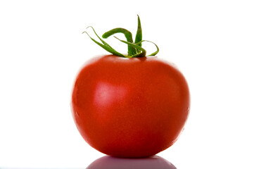 Ripe Red Tomato on White Background