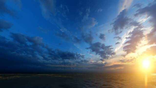 Beautiful cloudscape over the sea, sunset time lapse shot