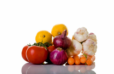 Bunch of Organic Foods on White Background