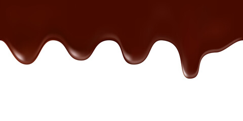 vector illustration of realistic 3d chocolate. seamless dripping melted dark chocolate isolated on white background.brown chocolate texture, cream flow for dessert