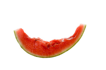 Fresh Bitten Watermelon on White Background