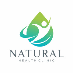 natural health clinic logo design vector template