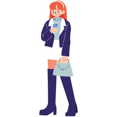 Female with fall outfit vector illustration in flat color design