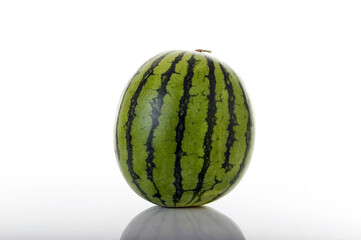 Whole Ripe Watermelon On Isolated White Background