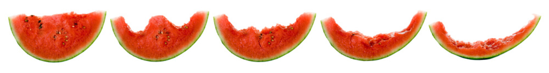Tasty Ripe Watermelon Portions On Isolated White Background