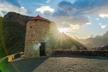 old watchtower in the island of gran canaria caretera de acus presa del parralillo in the canary...