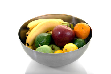 Pot Full of Healthy Fruits Isolated on White Background