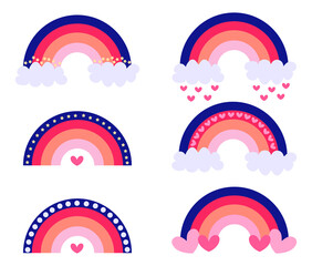 isolated rainbow vector design set with love and star modern color